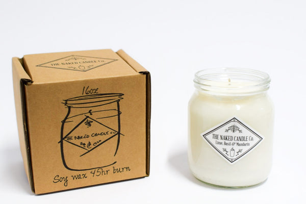 Naked Candle - Lime, Basil and Mandarin (Green citrus lime, zesty mandarin and herbal basil.)