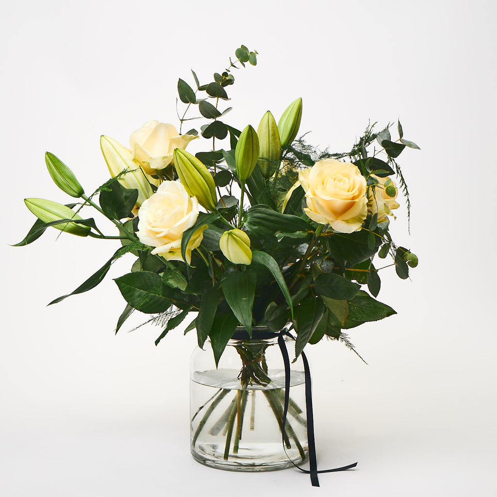 Northern Flower House — White (White lilies / White roses / Eucalyptus / Asparagus Fern)