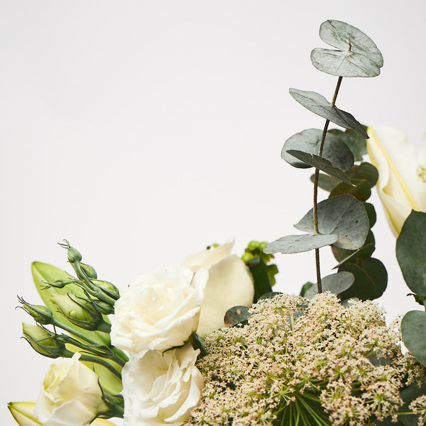 Our Emmeline (White hydrangea / Dill / Stocks / Roses / Lilies / Lisianthus / Eucalyptus)
